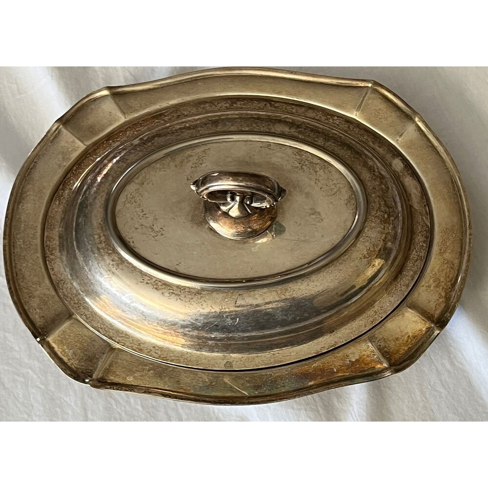 Art Deco Continental Silverplate Covered Vegetable Serving Dish Octogon Vintage